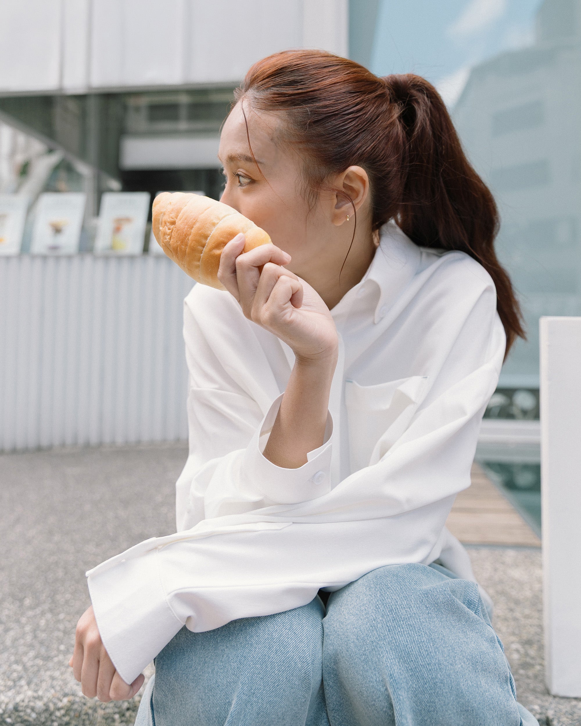 ' sts ' 寬版抗皺長袖襯衫