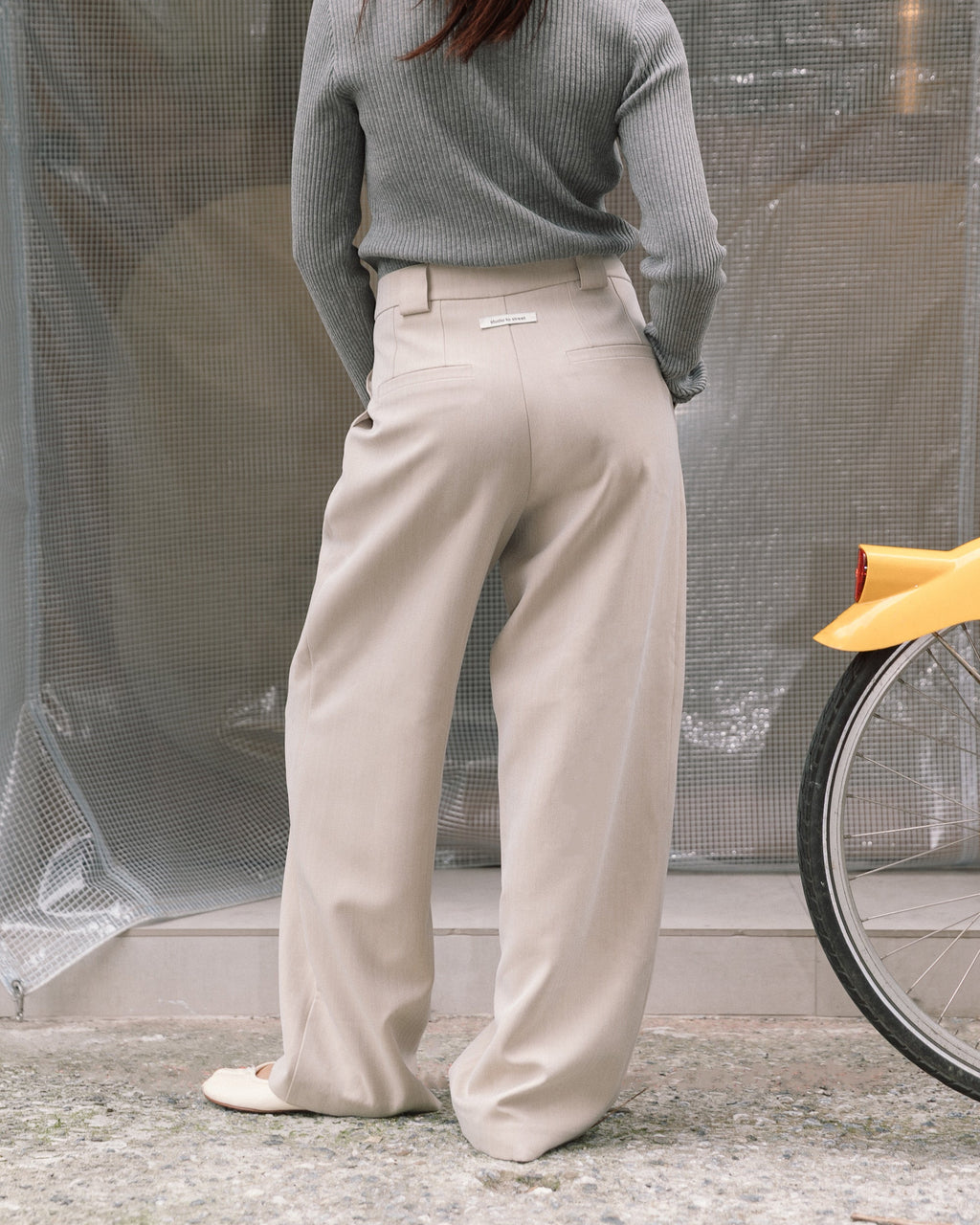 ' sts ' 寬褲耳打褶西裝長褲