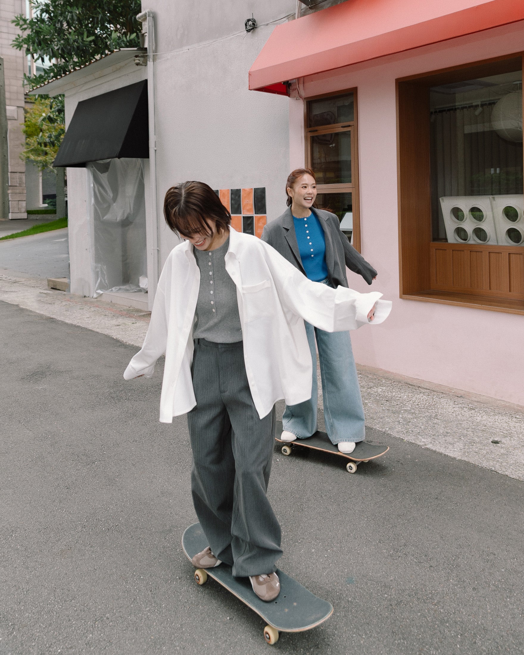 ' sts ' 寬褲耳打褶西裝長褲