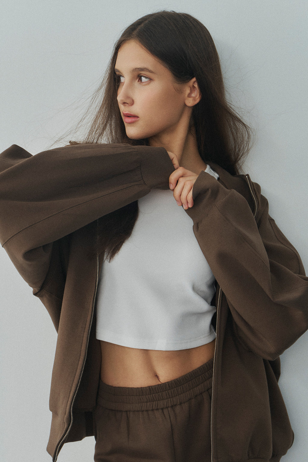 Jelly Cotton Hooded Jacket 啾啾果凍棉連帽外套 -棕