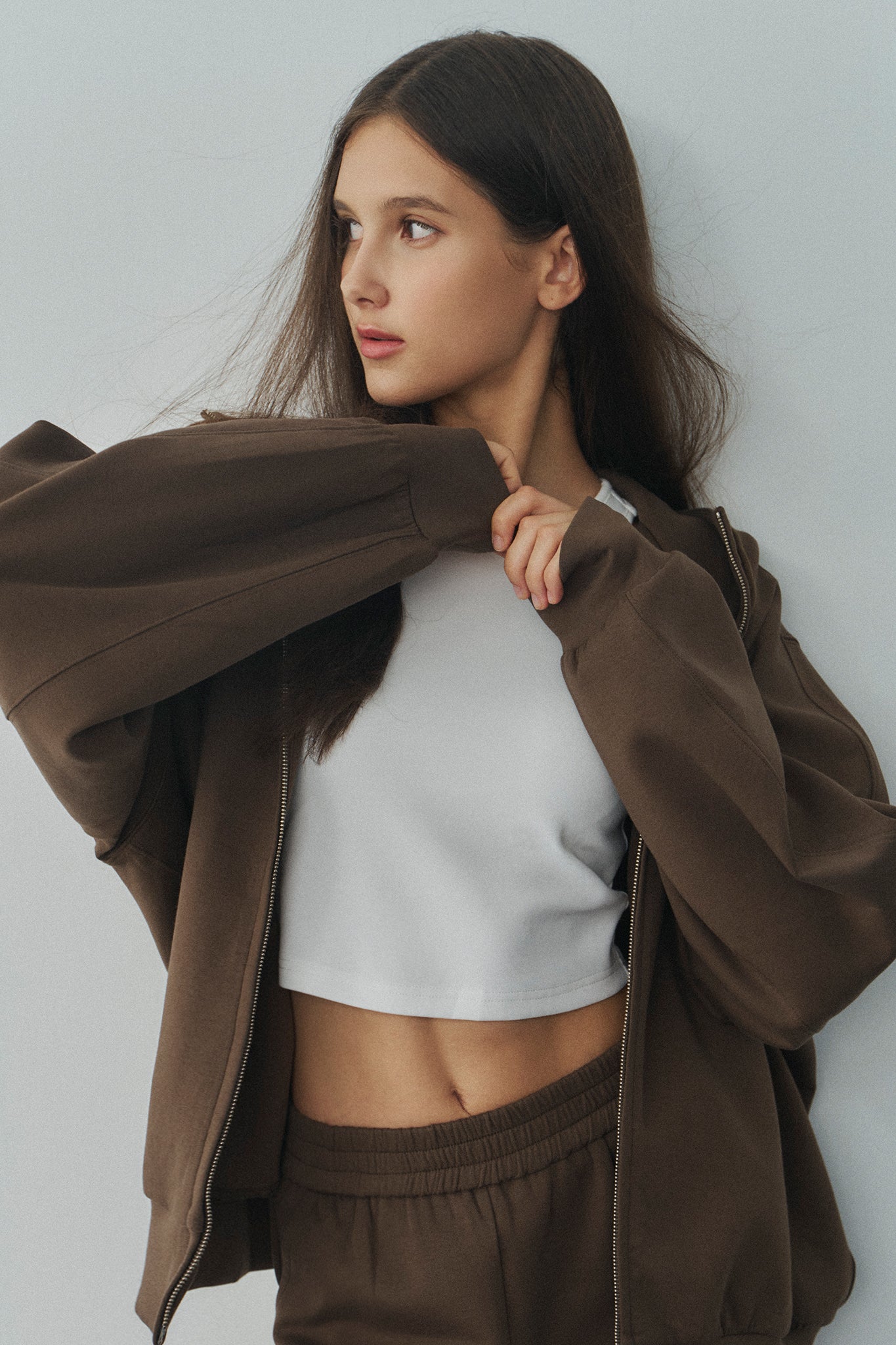 Jelly Cotton Hooded Jacket 啾啾果凍棉連帽外套 -棕