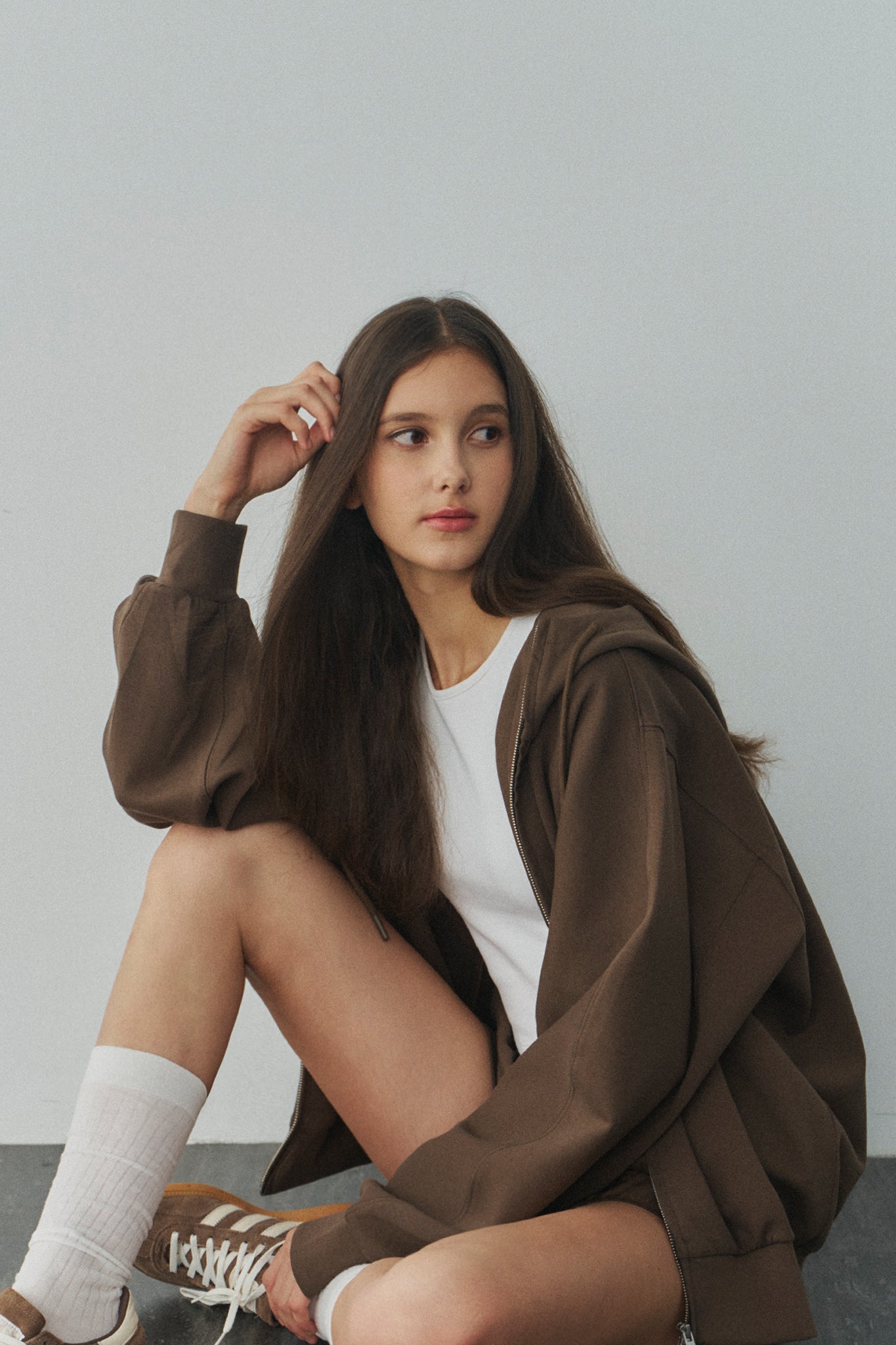 Jelly Cotton Hooded Jacket 啾啾果凍棉連帽外套 -棕