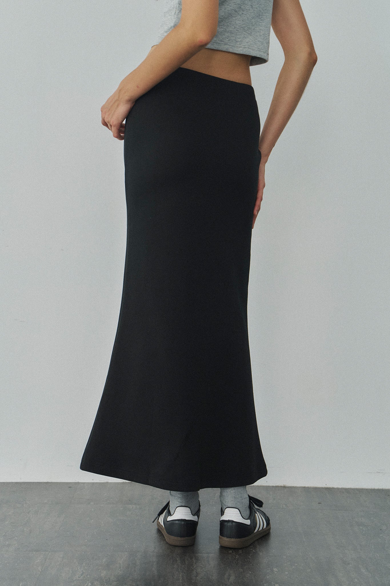 Jelly Cotton Maxi Skirt 啾啾果凍棉魚尾裙 -黑