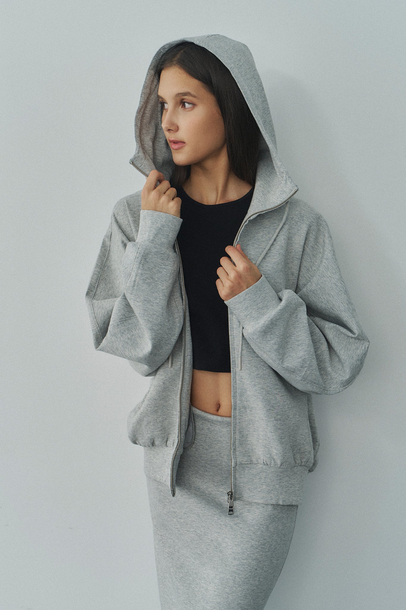 Jelly Cotton Hooded Jacket 啾啾果凍棉連帽外套 -灰