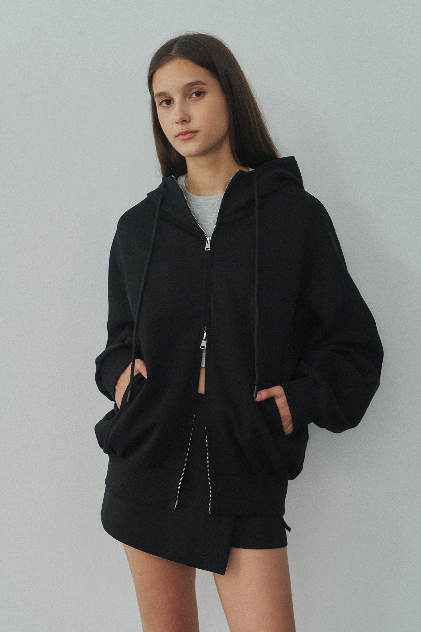Jelly Cotton Hooded Jacket 啾啾果凍棉連帽外套 -黑