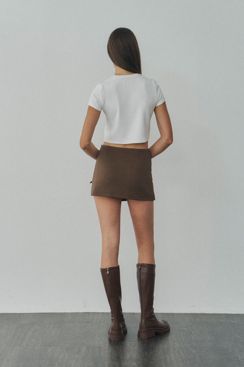 Jelly Cotton Mini Skirt 啾啾果凍棉短裙 -棕