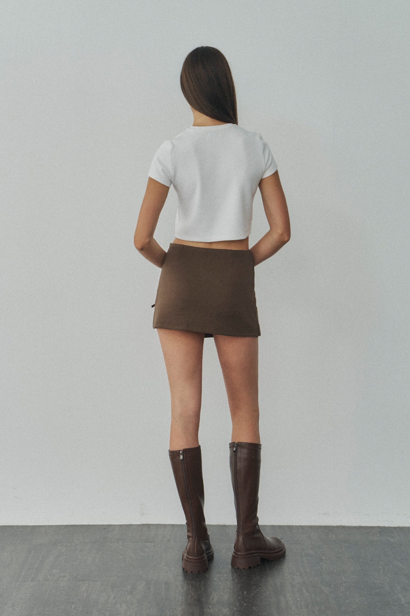 Jelly Cotton Mini Skirt 啾啾果凍棉短裙 -棕