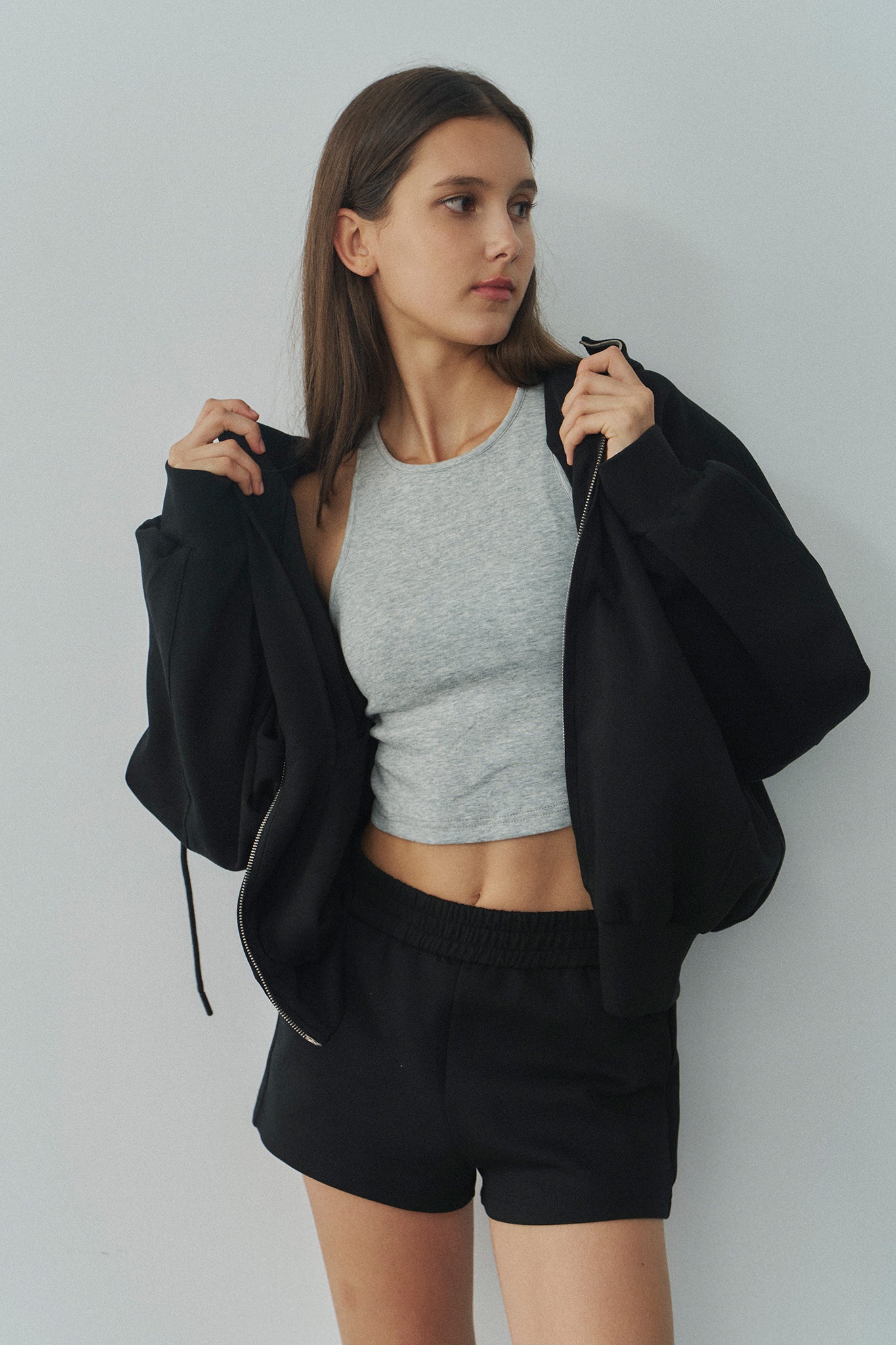 Jelly Cotton Hooded Jacket 啾啾果凍棉連帽外套 -黑