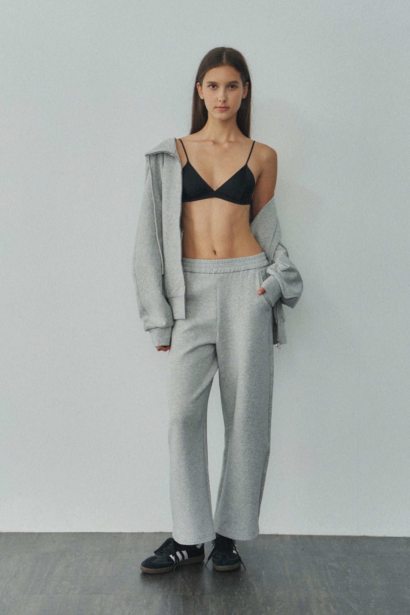 Jelly Cotton Hooded Jacket 啾啾果凍棉連帽外套 -灰