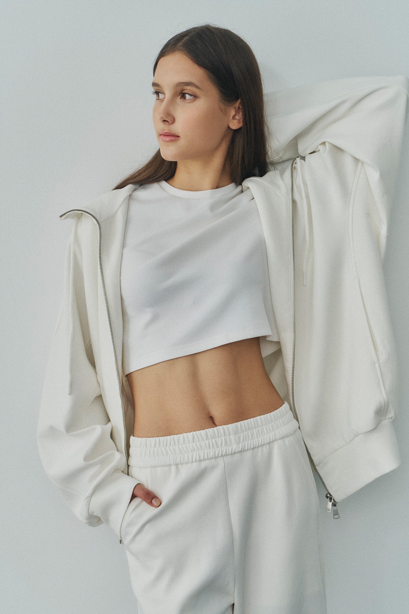 Jelly Cotton Hooded Jacket 啾啾果凍棉連帽外套 -白