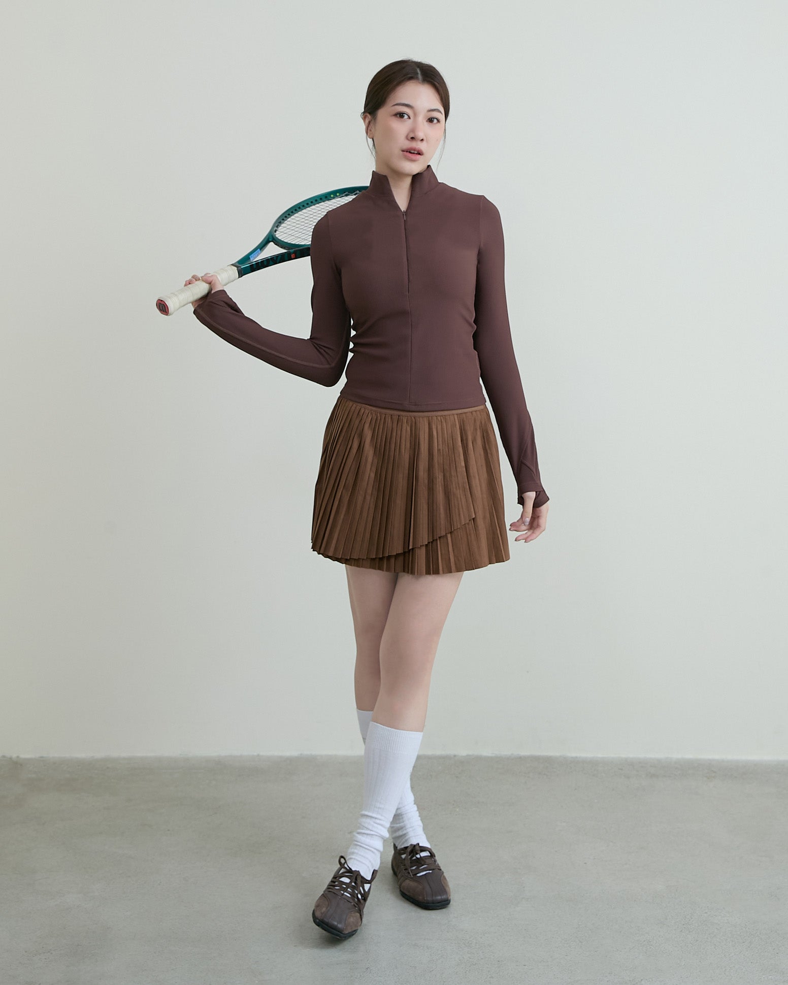 ' sts '  麂皮百褶裙(附網球褲)