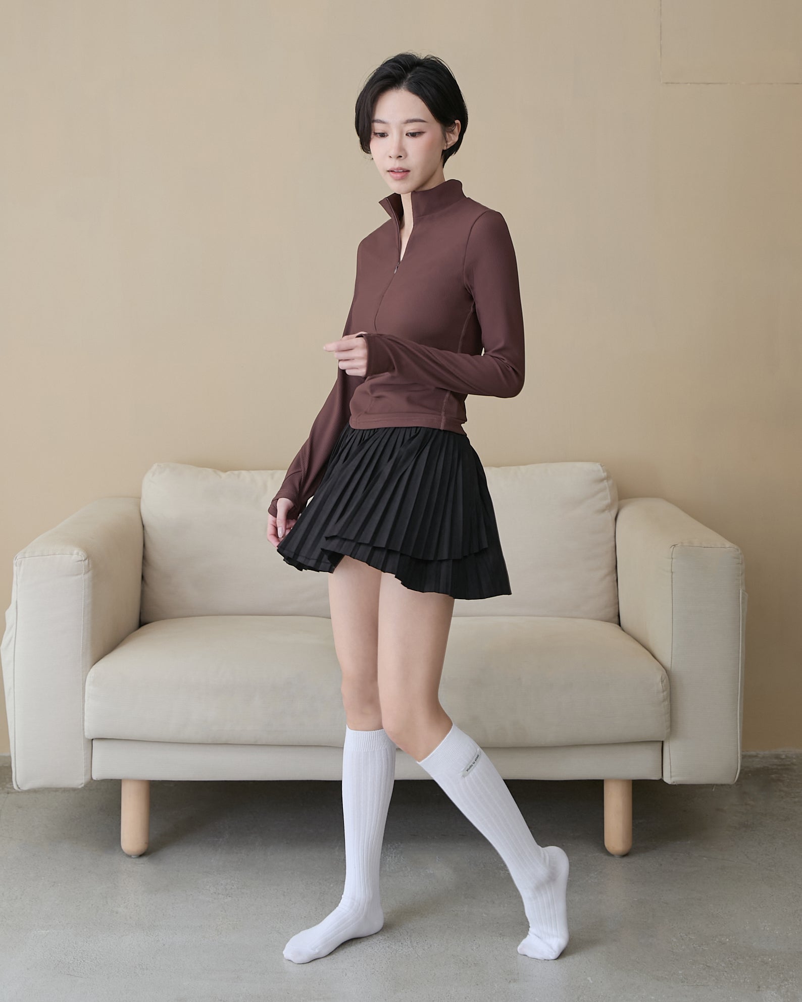 ' sts '  麂皮百褶裙(附網球褲)