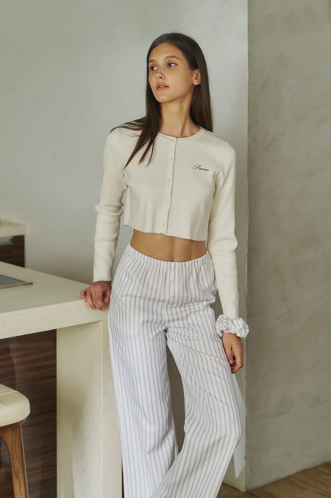 Lazy Day Pants 耍廢女孩的訂製條紋長褲 -寶寶紫