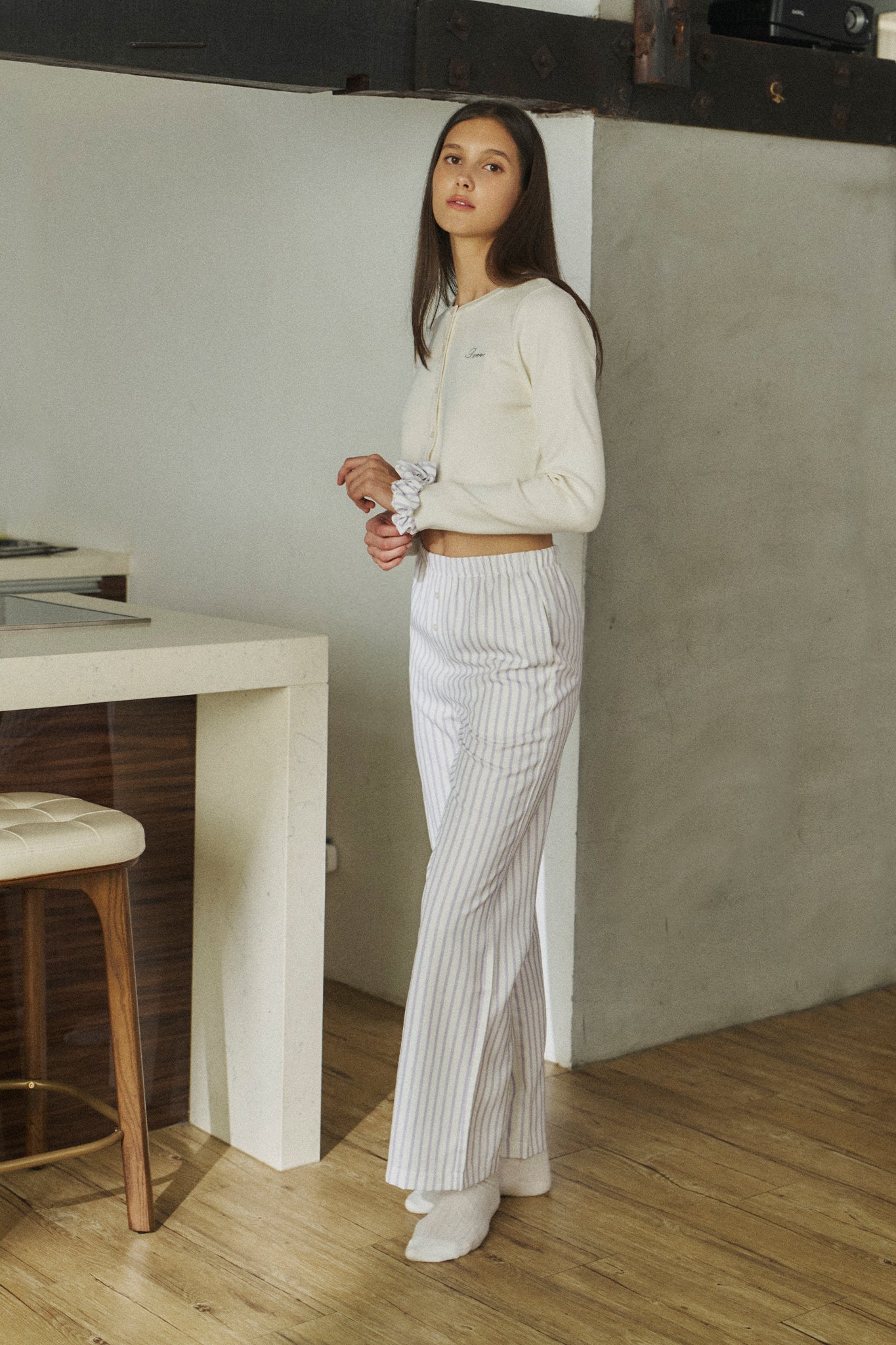 Lazy Day Pants 耍廢女孩的訂製條紋長褲 -寶寶紫