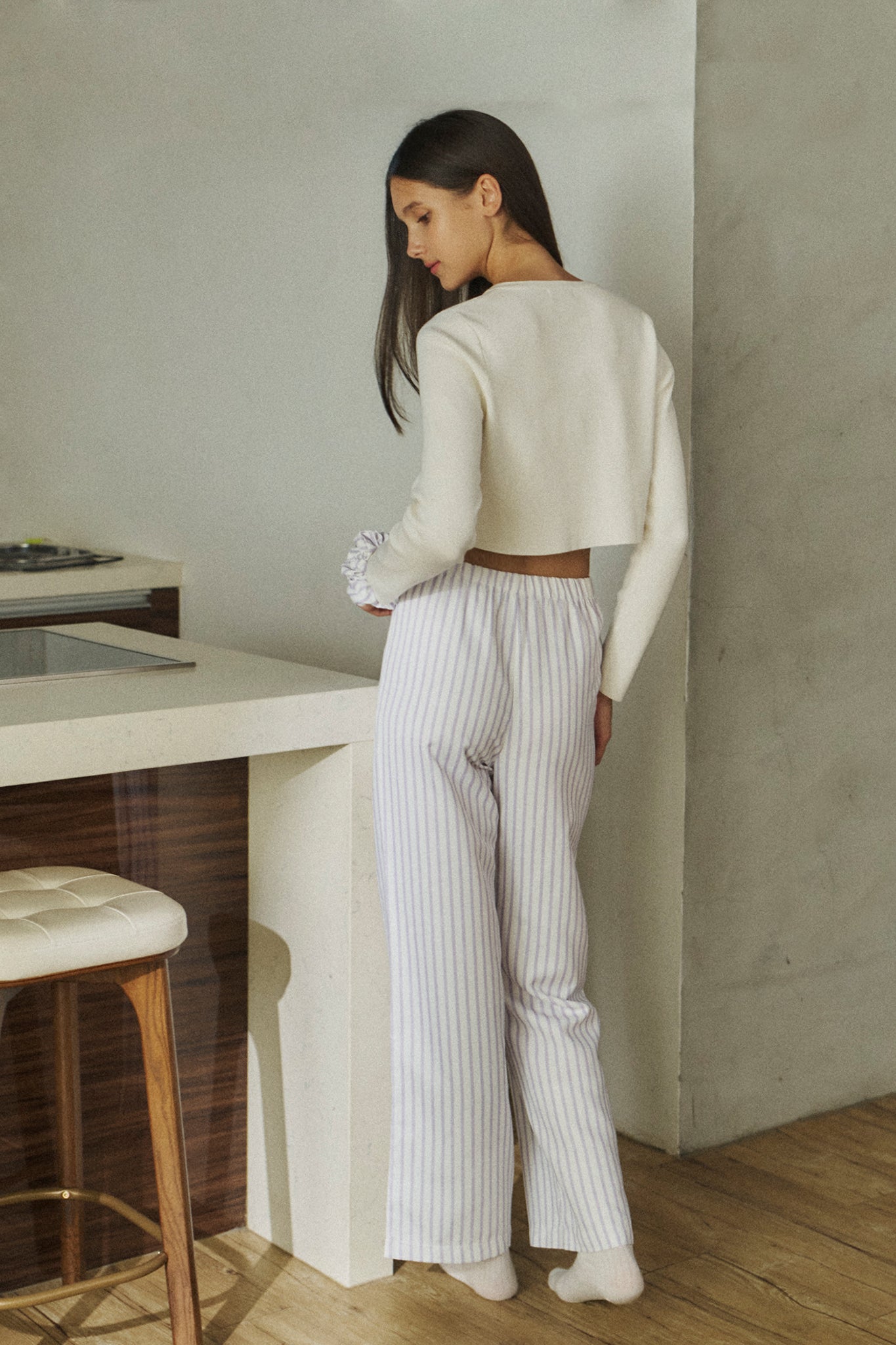 Lazy Day Pants 耍廢女孩的訂製條紋長褲 -寶寶紫