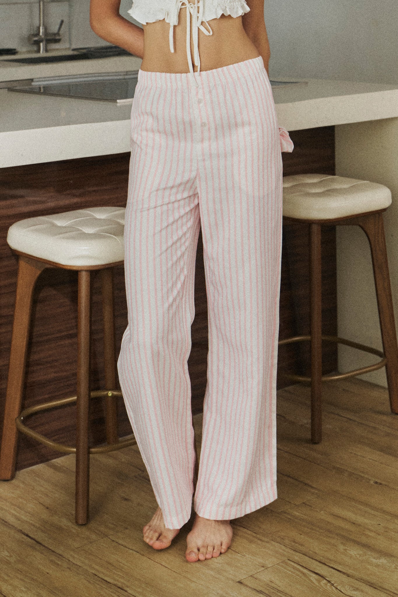 Lazy Day Pants 耍廢女孩的訂製條紋長褲 -寶寶粉