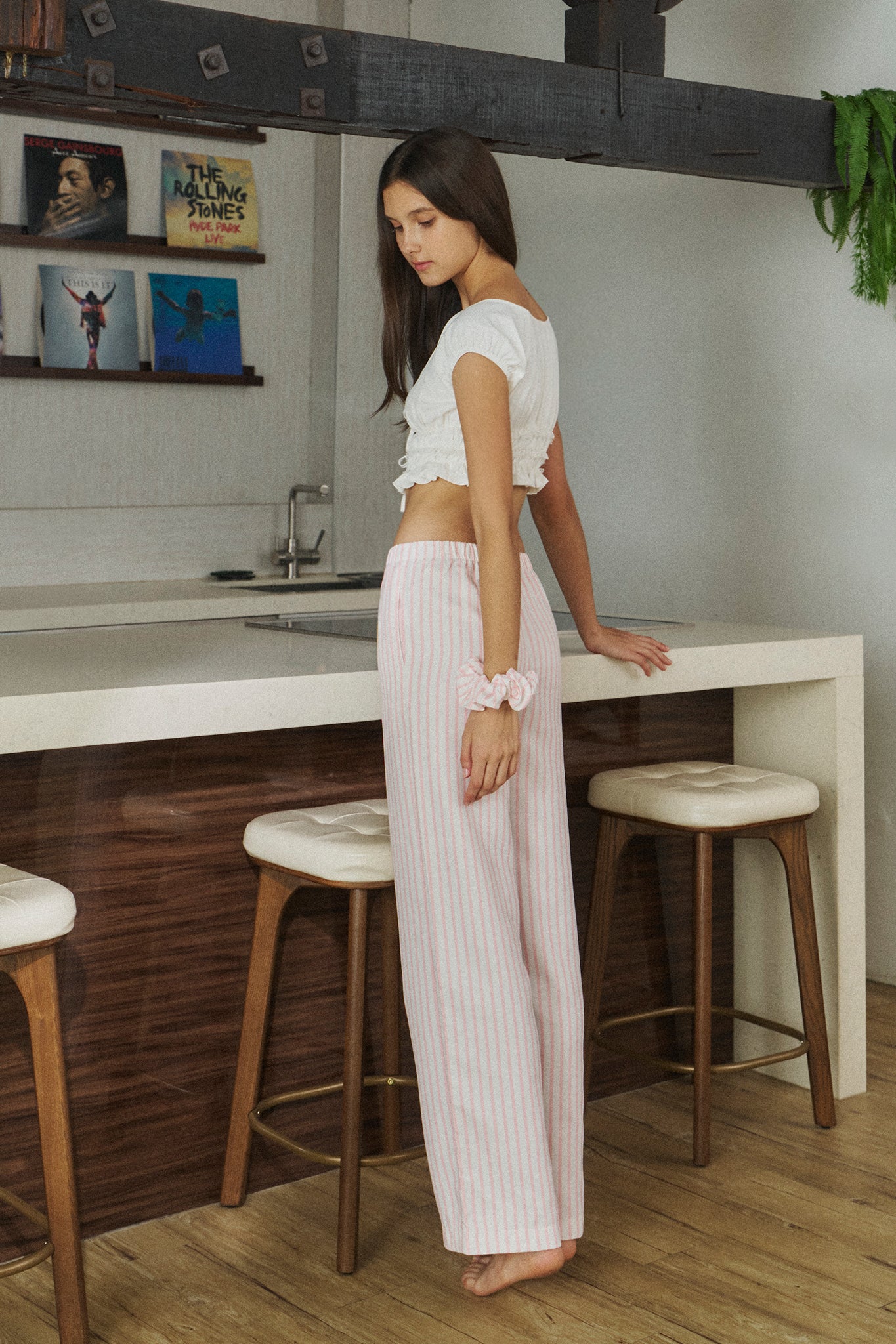 Lazy Day Pants 耍廢女孩的訂製條紋長褲 -寶寶粉