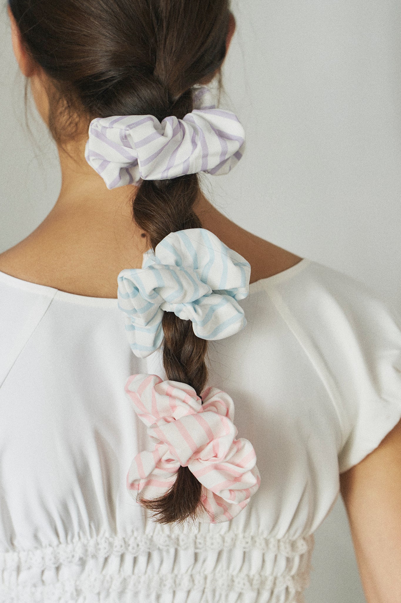 Lazy Day Scrunchie 耍廢女孩的訂製條紋髮圈 -寶寶紫