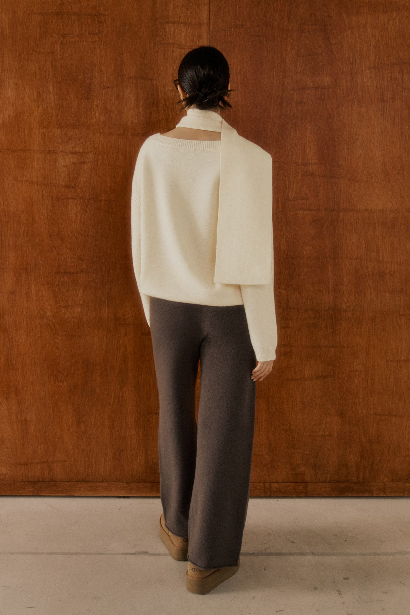 Comfy Scarf Sweater 老錢風毛衣圍巾套裝 -奶油白