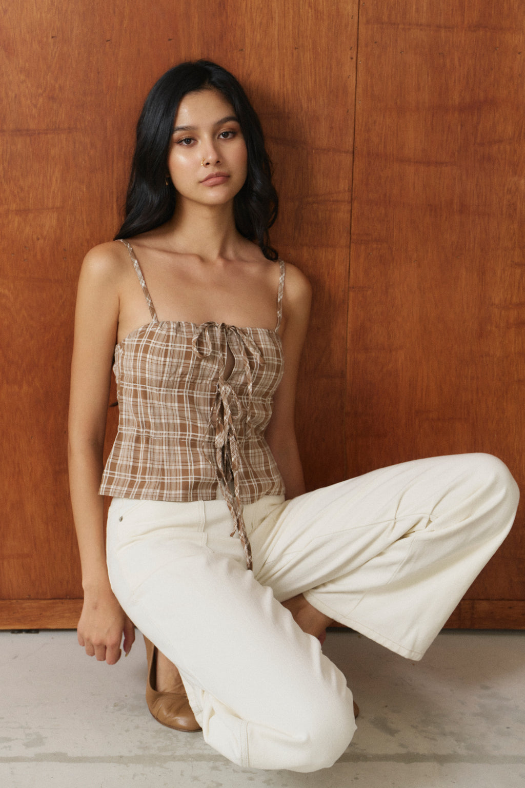 Plaid To Stand Out Bra Top 脫穎而出格紋上衣 -卡其