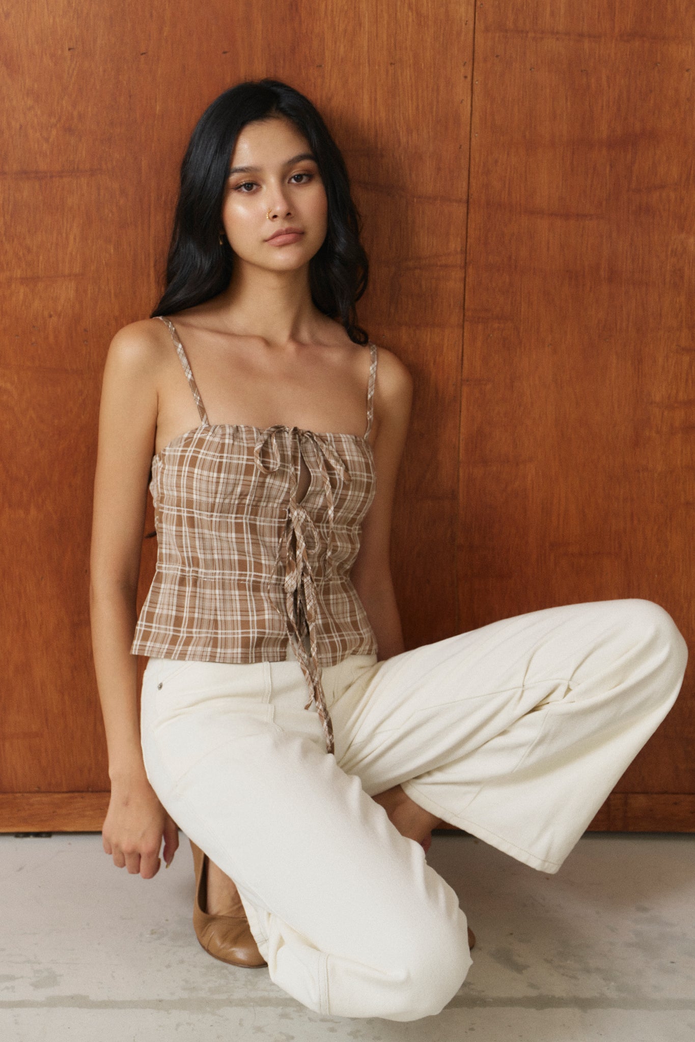 Plaid To Stand Out Bra Top 脫穎而出格紋上衣 -卡其