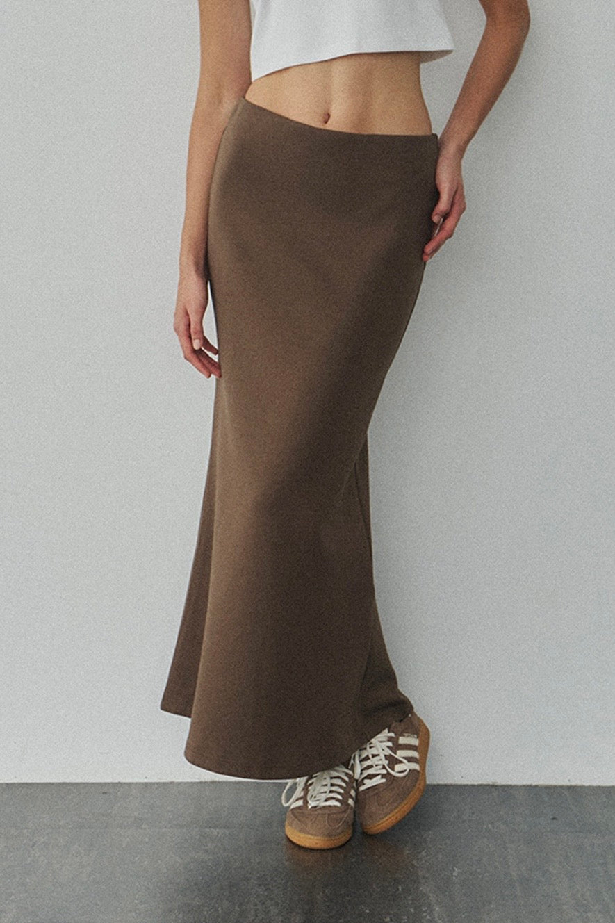 Jelly Cotton Maxi Skirt 啾啾果凍棉魚尾裙 -棕