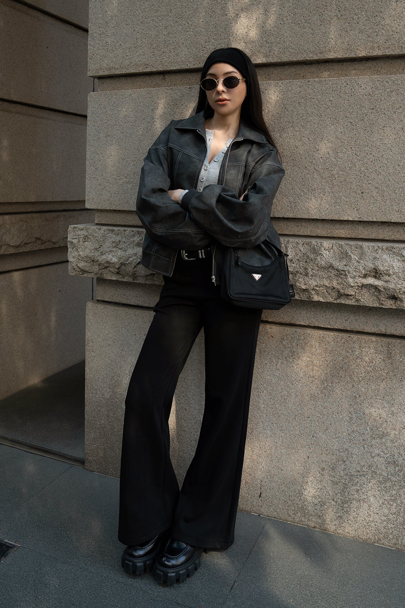 Brooklyn Bomber Jacket 特霧皮經典飛行外套 -黑灰