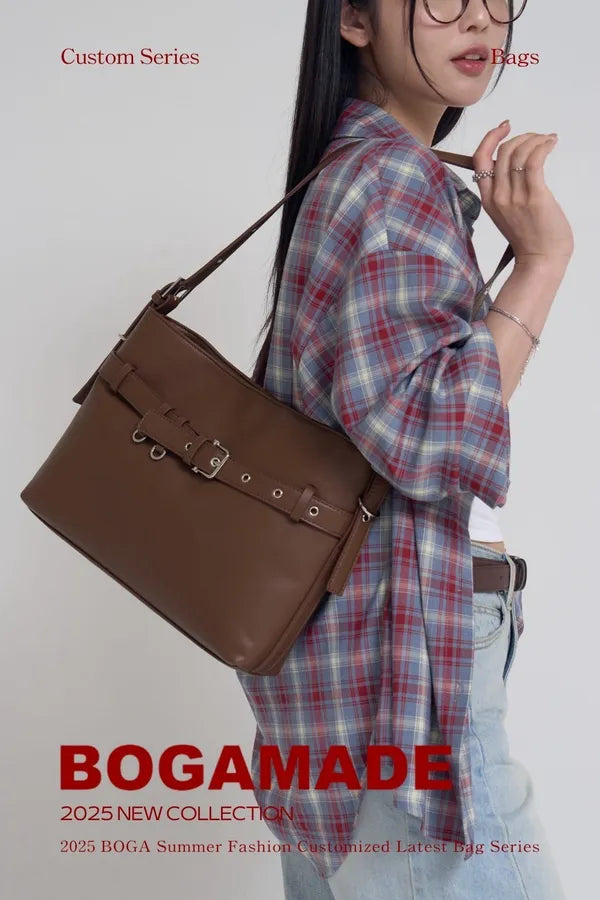 「BOGAMADE」芮娜方肩包 - 摩卡