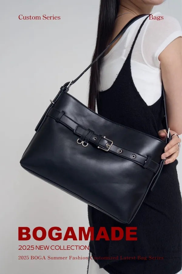 「BOGAMADE」芮娜方肩包 - 黑