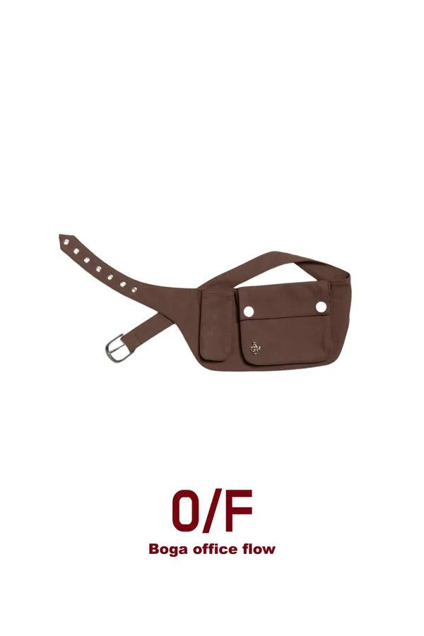「BOGAMADE」立體感排扣腰包 - 咖