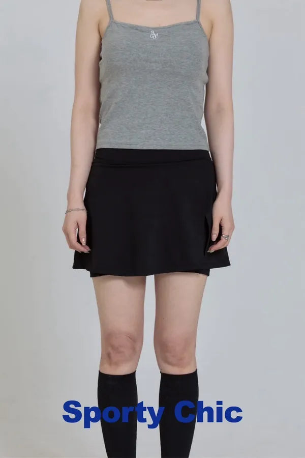 「BOGAMADE」sporty chic彈性褲裙 - 黑