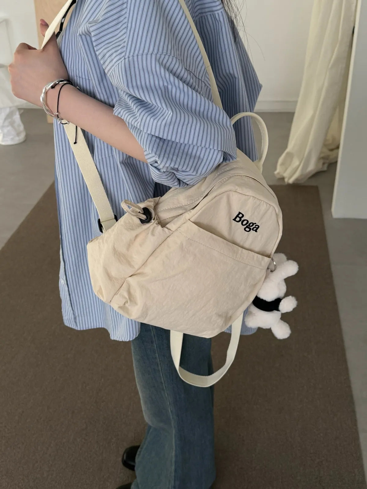 「BOGAMADE」超好揹尼龍後背小包 - 杏