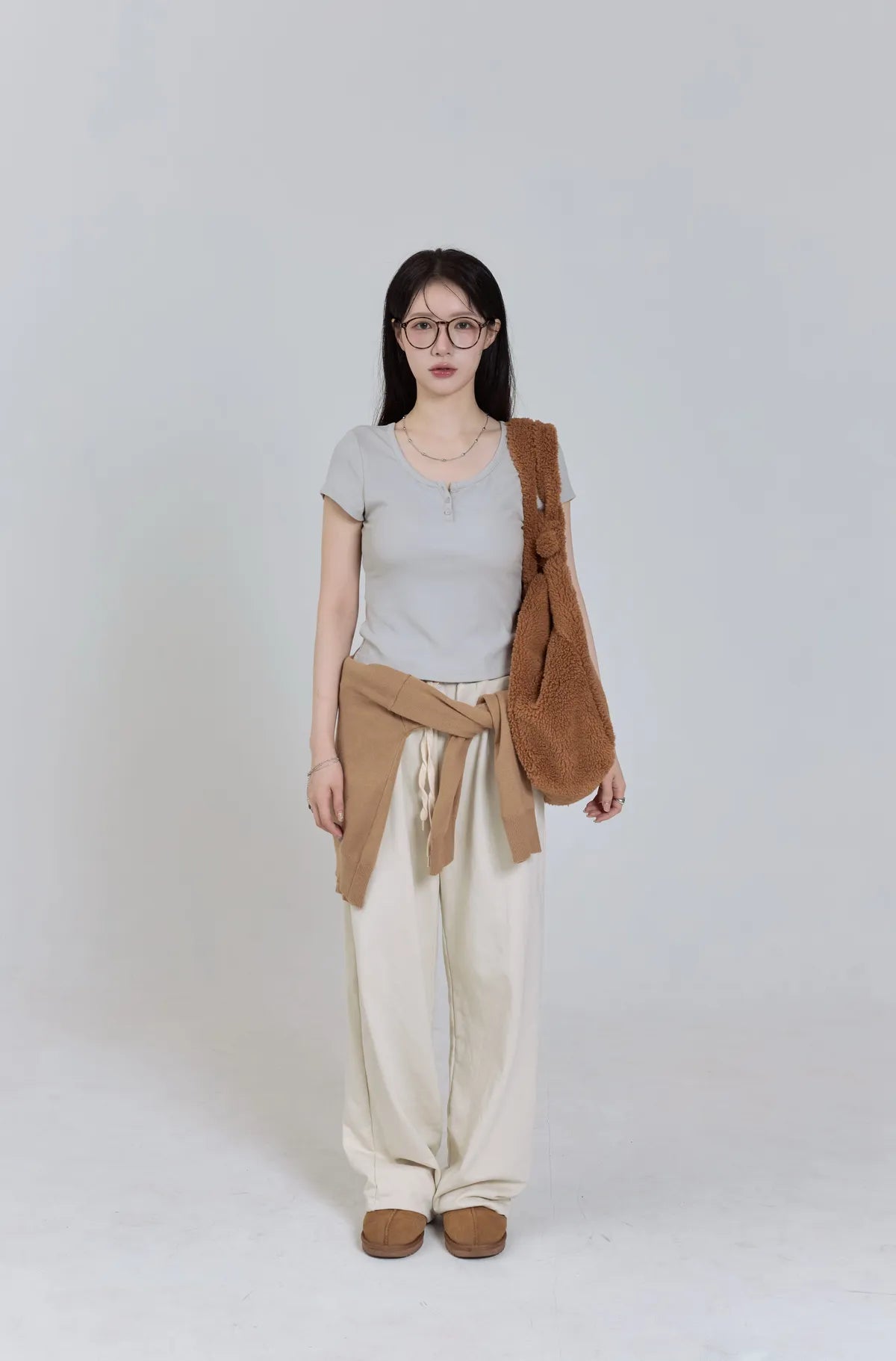 「BOGAMADE」彈性bra直角肩上衣 - 灰