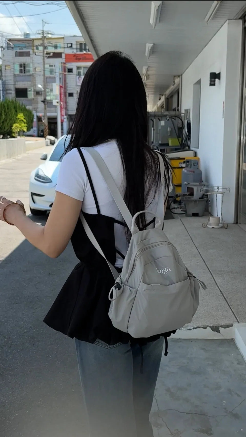 「BOGAMADE」超好揹尼龍後背小包 - 灰