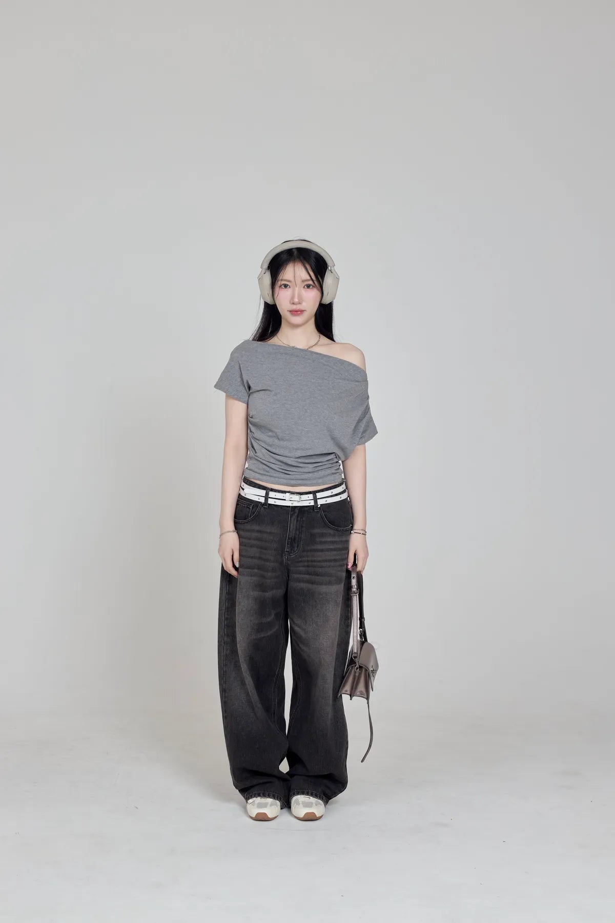 「BOGAMADE」假跨byebye！慵懶牛仔褲 - 黑