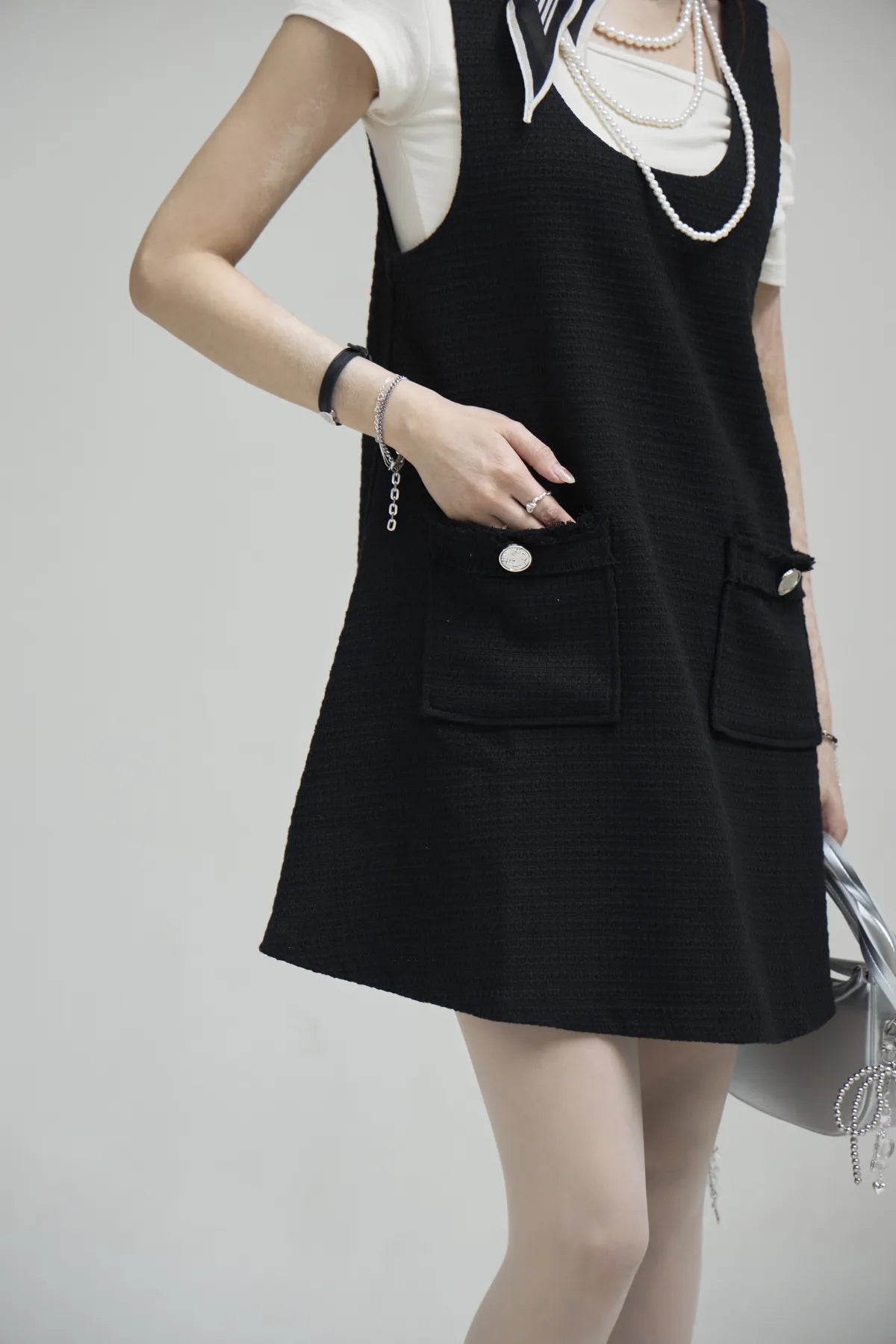 「BOGAMADE」不限身形小香洋裝 - 黑