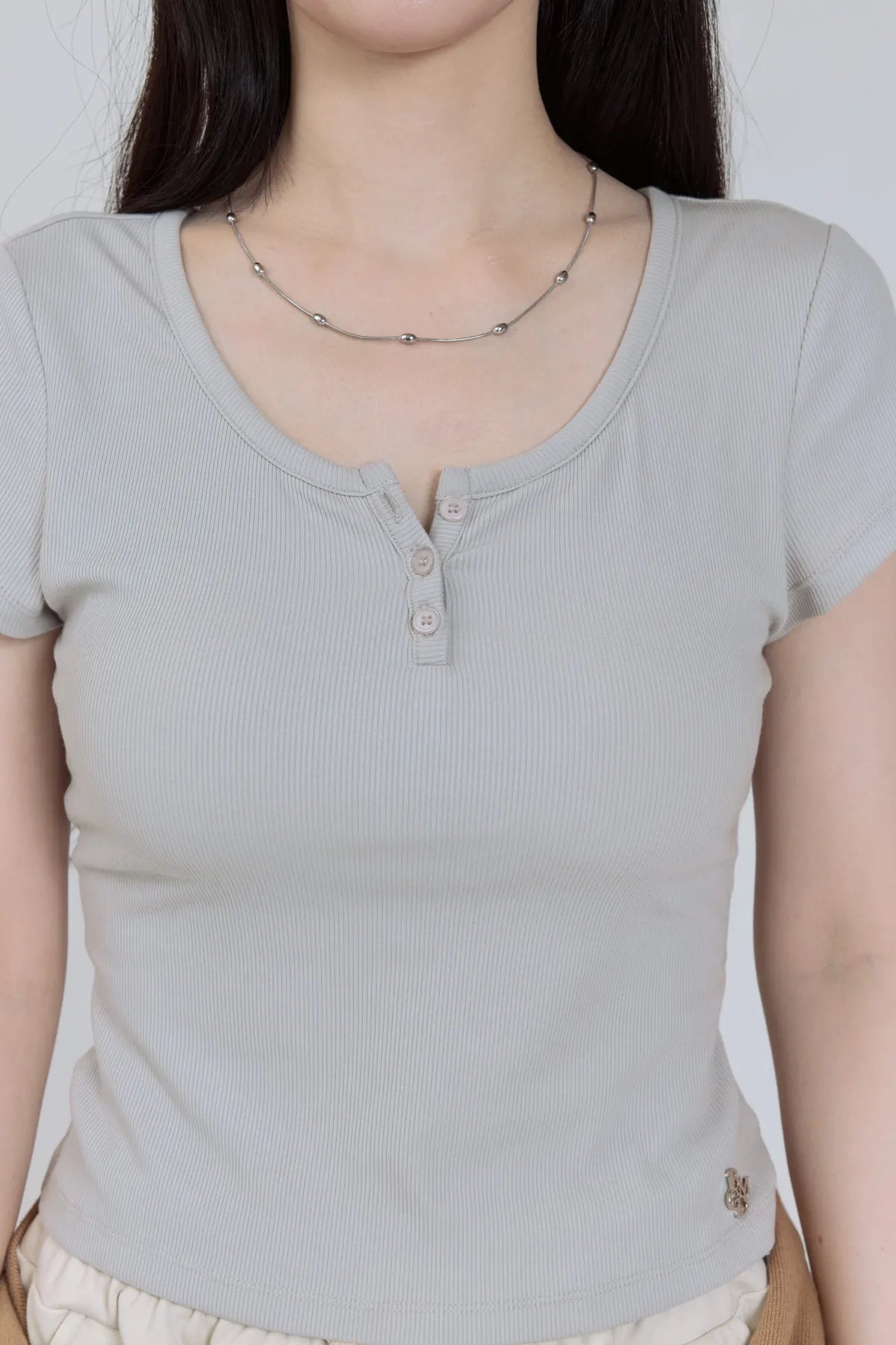 「BOGAMADE」彈性bra直角肩上衣 - 灰