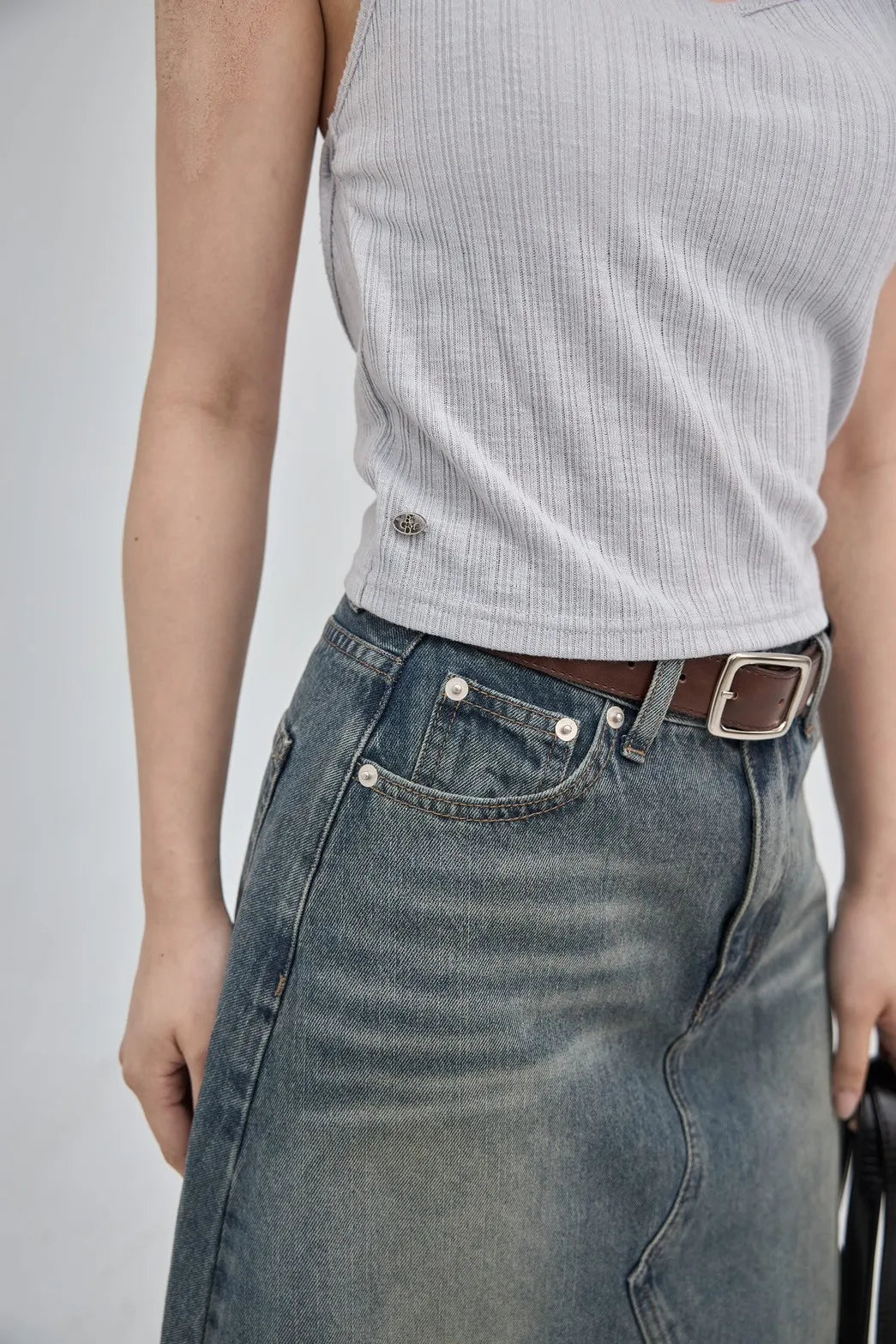 「BOGAMADE」溫柔顯腿長牛仔裙