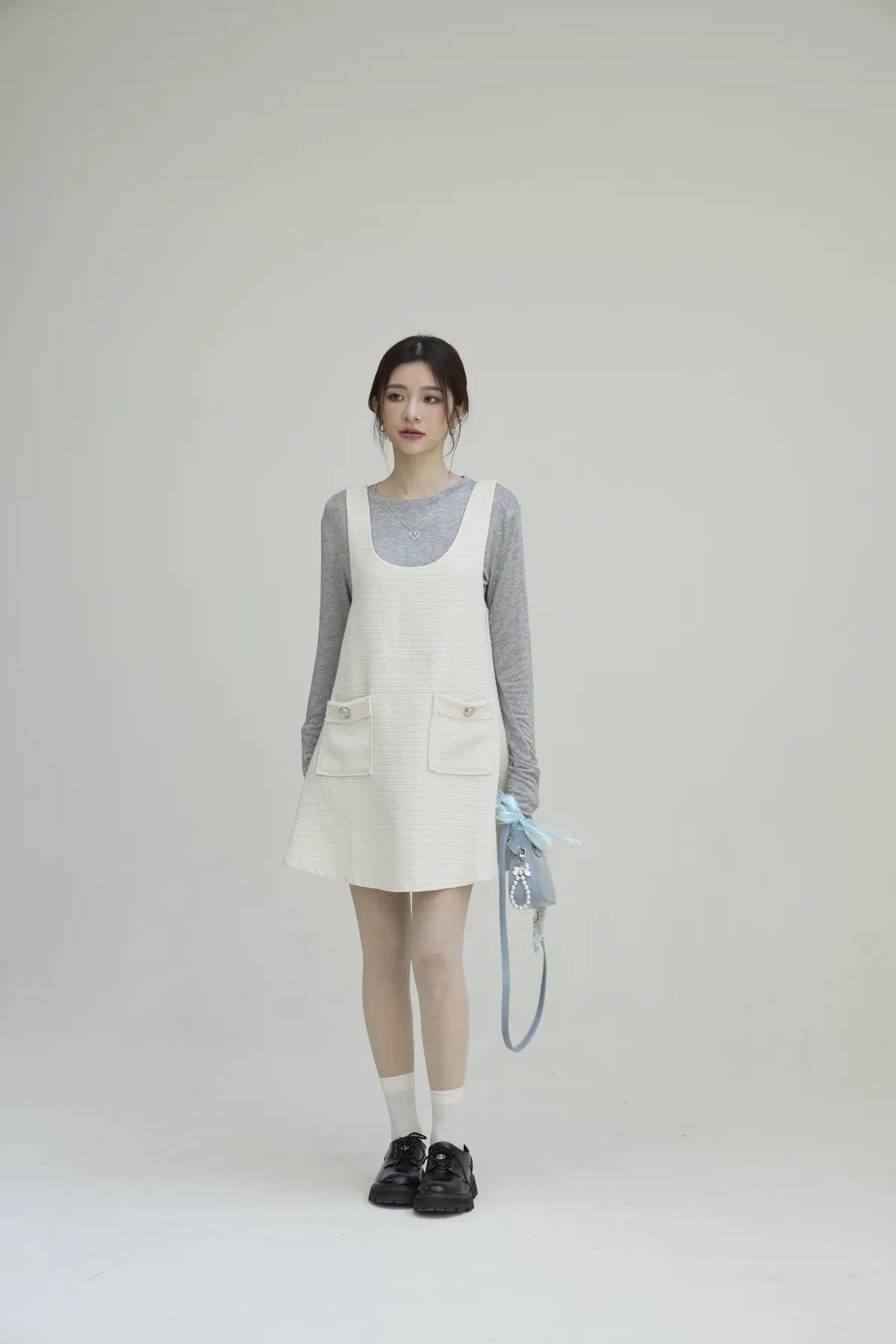 「BOGAMADE」不限身形小香洋裝 - 白