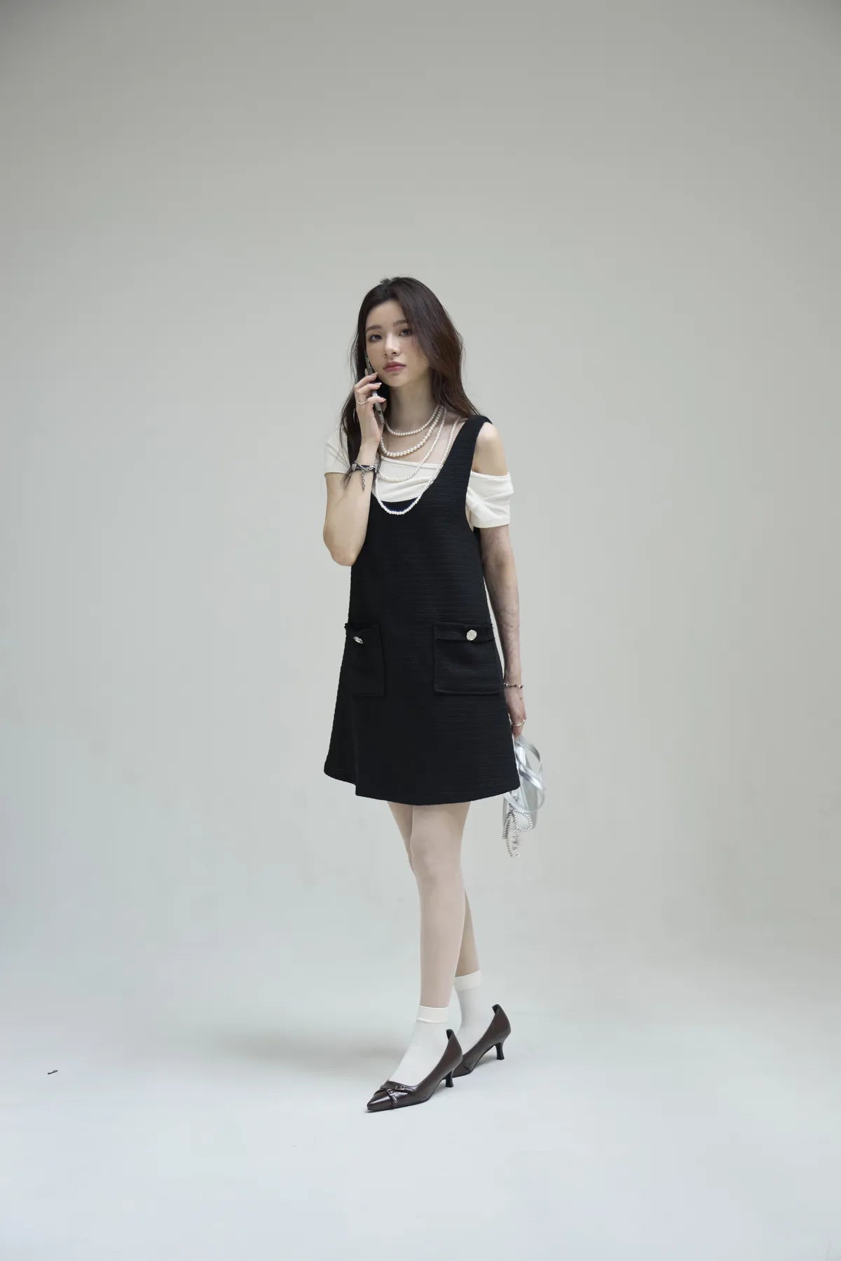 「BOGAMADE」不限身形小香洋裝 - 黑