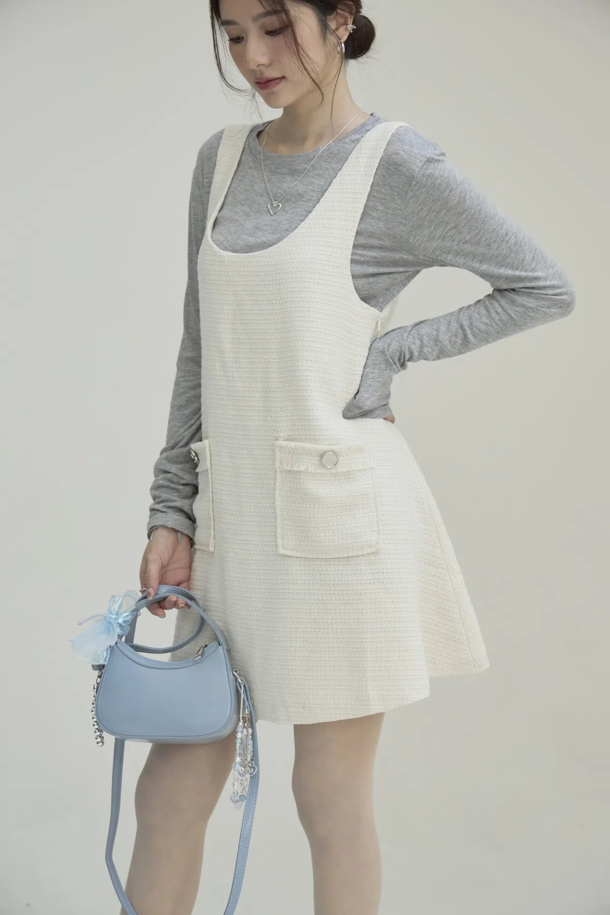 「BOGAMADE」不限身形小香洋裝 - 白