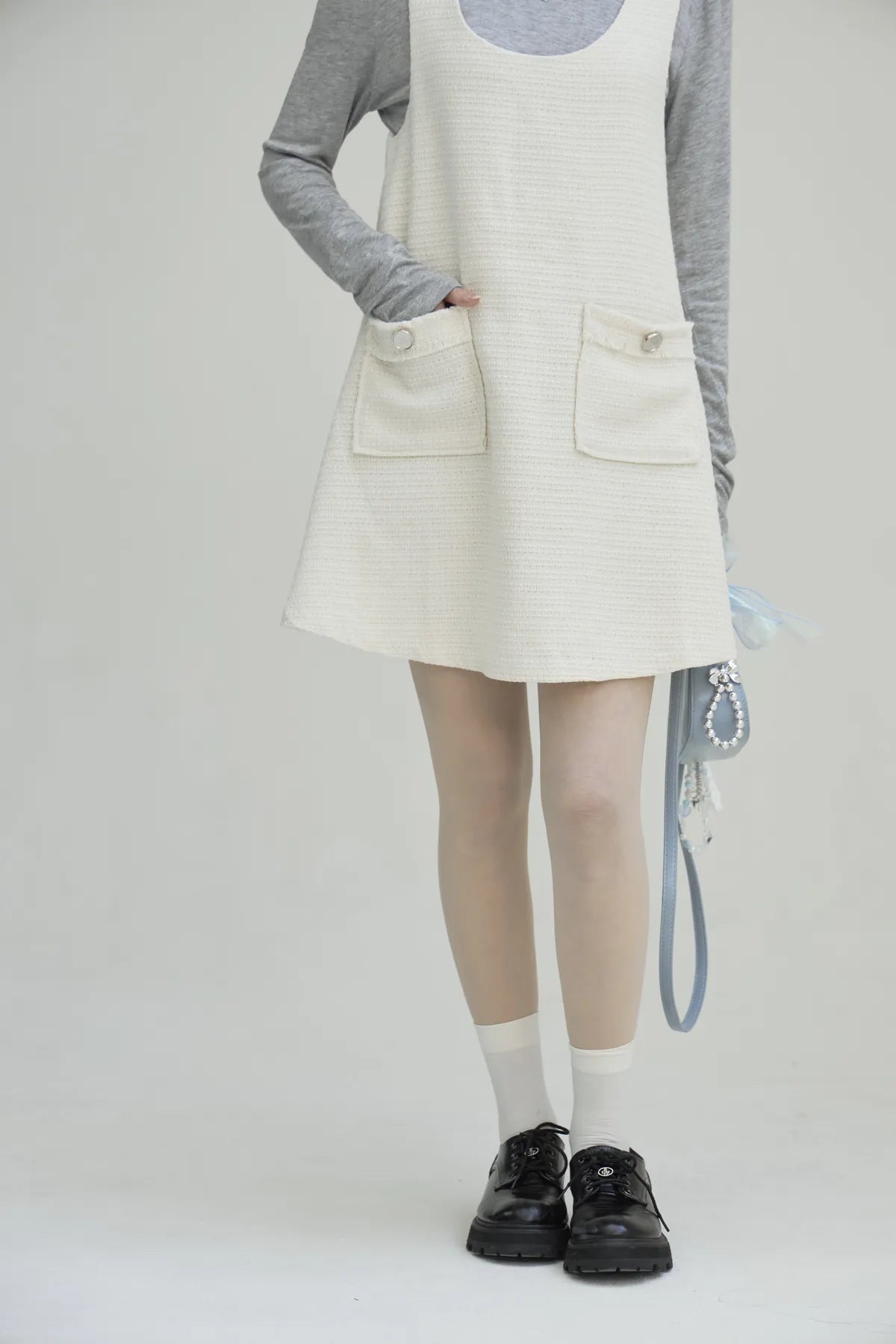 「BOGAMADE」不限身形小香洋裝 - 白