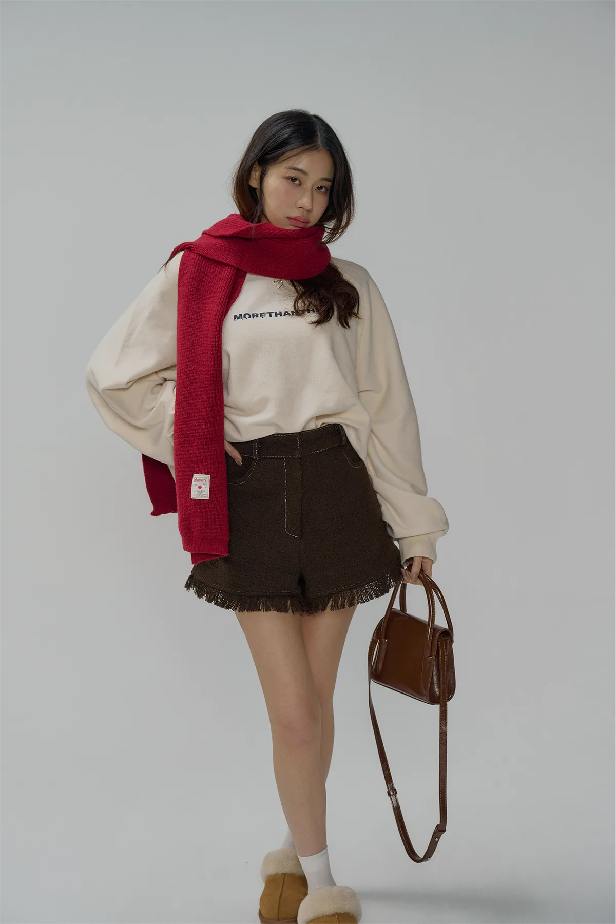 「Bogamade」空氣感刷鬚短褲 - 咖